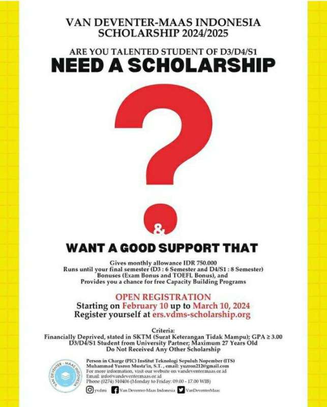 SCHOLATION #10 Find Out More About &ldquo;VDMI (Van Deventer-Maas Indonesia) Scholarship 2024&rdquo;
