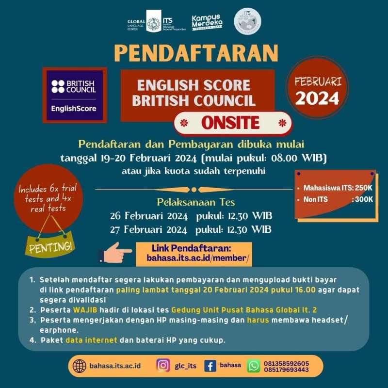 TOEFL PREPARATION #3 Upcoming TOEFL Registration: &ldquo;English Score British Council Onsite February Edition #2&rdquo;