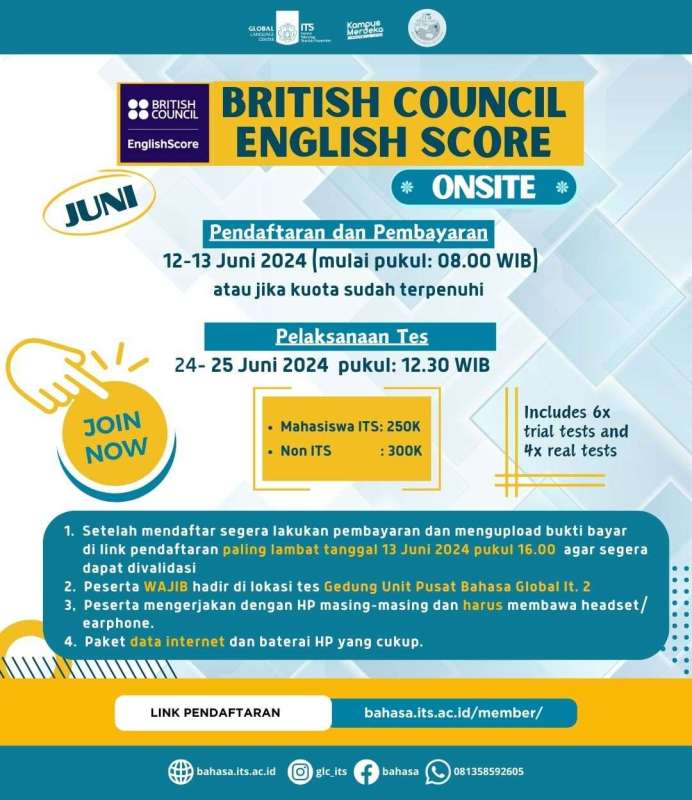 TOEFL PREPARATION #7 Upcoming TOEFL Registration: &ldquo;British Council English Score Onsite June Edition Part 2&rdquo;