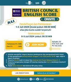 TOEFL PREPARATION #8 Upcoming TOEFL Registration: &ldquo;British Council English Score Onsite July Edition&rdquo;