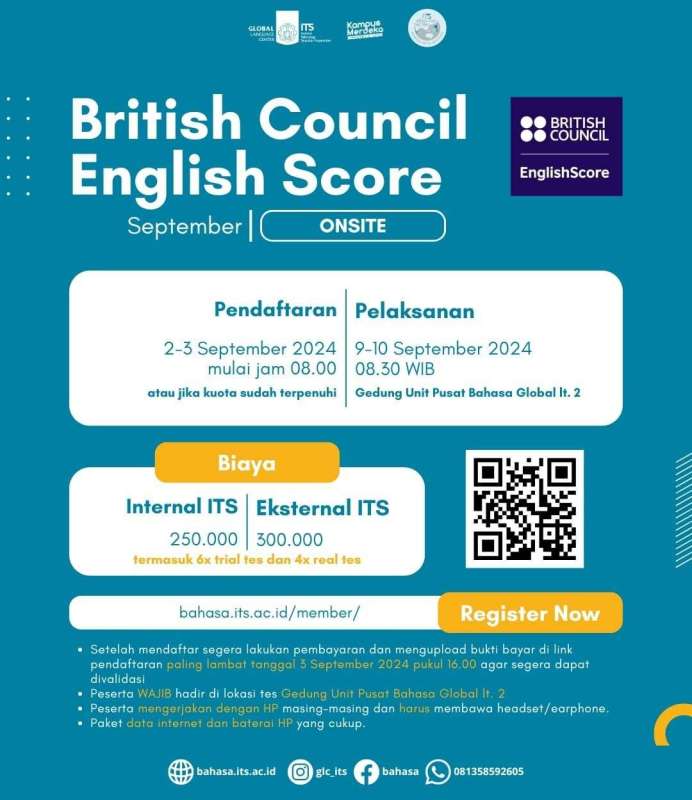 TOEFL PREPARATION #13 Upcoming TOEFL Registration: &ldquo;British Council English Score Onsite September Edition #1&rdquo;