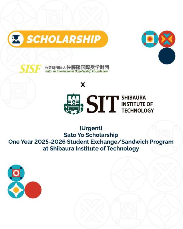 Internationalization #16 Sato Yo Scholarship for One Year 2025-2026 Student Exchange/Sandwich Program at Shibaura Institute of Technology