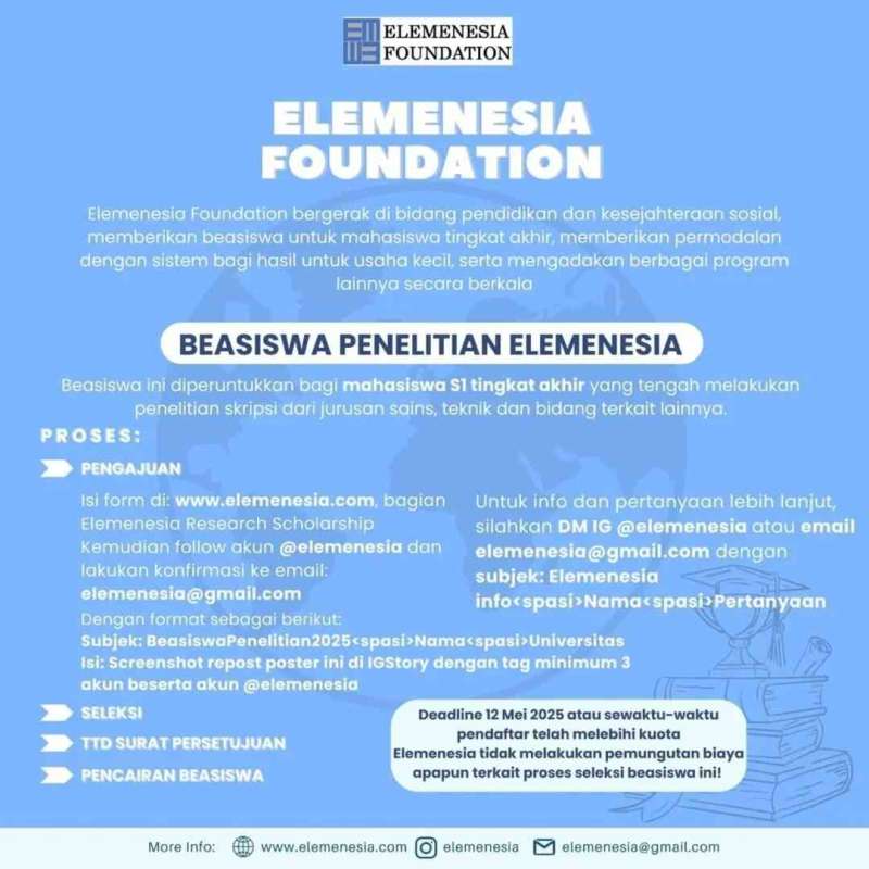 SCHOLATION #39  Find Out More About &ldquo;Elementesia Research Scholarship&rdquo;
