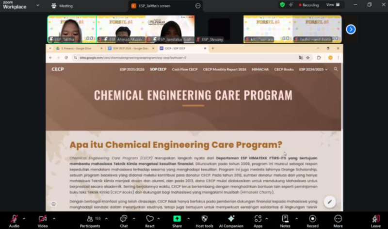FORSIL I 2026: Forum Silaturahmi I kembali digelar HIMATEKK ITS, Penyampaian dan Persetujuan SOP Chemical Engineering Care Program